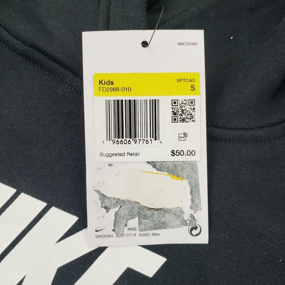 Nike Youth Club Fleece Hoodie Black Size Small FD2988-010 NWT (READ) - Picture 3 of 8